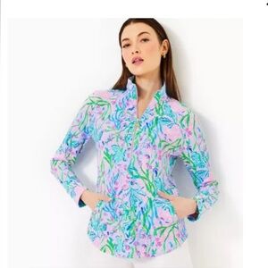 Lilly Pulitzer UPF 50+ Skipper Popover, Multi Secret Escape, M